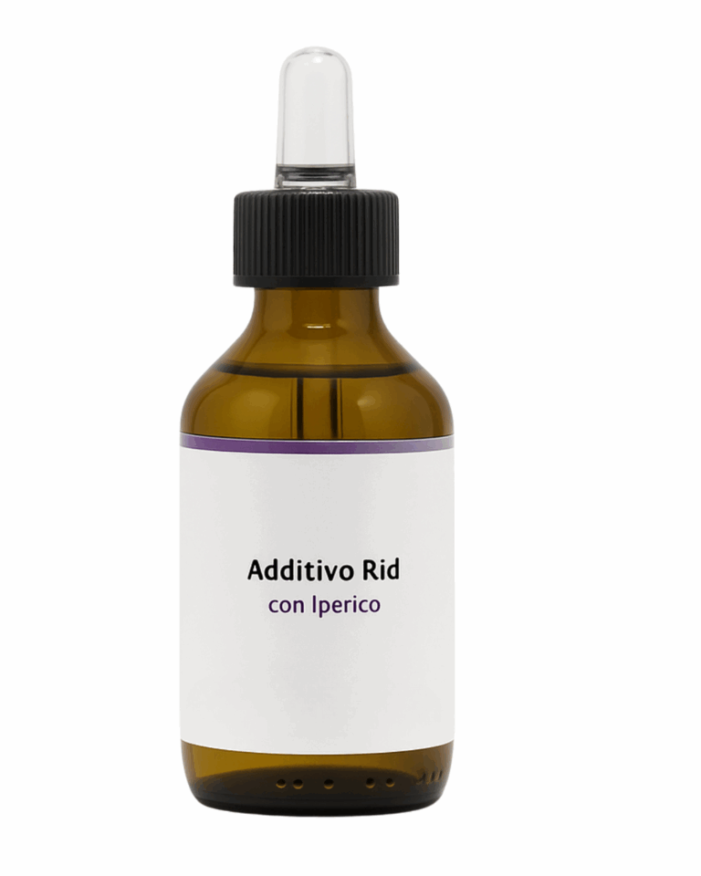 Additivo Rid con Iperico, preparato cosmetico con oli essenziali ed estratti vegetali, trattamento anticellulite e adipe