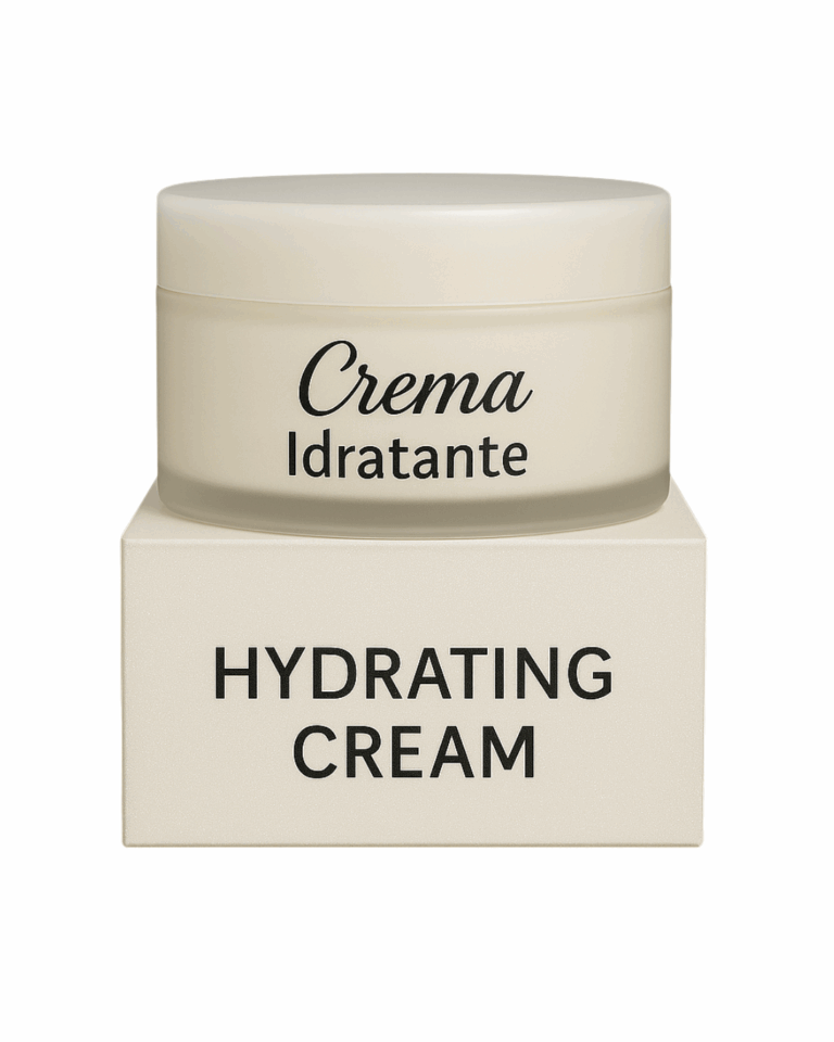Crema idratante viso con collagene e proteine di soia, emulsione idrorestitutiva per pelle secca e disidratata.
